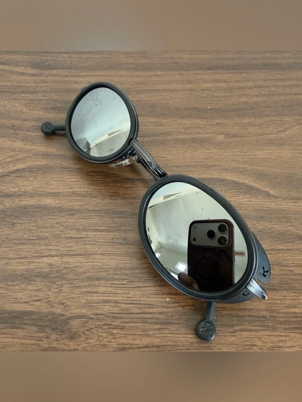 Vintage 90’s Calvin Klein Sunglasses Black 3003 Steampunk Shielded Mirror Lens